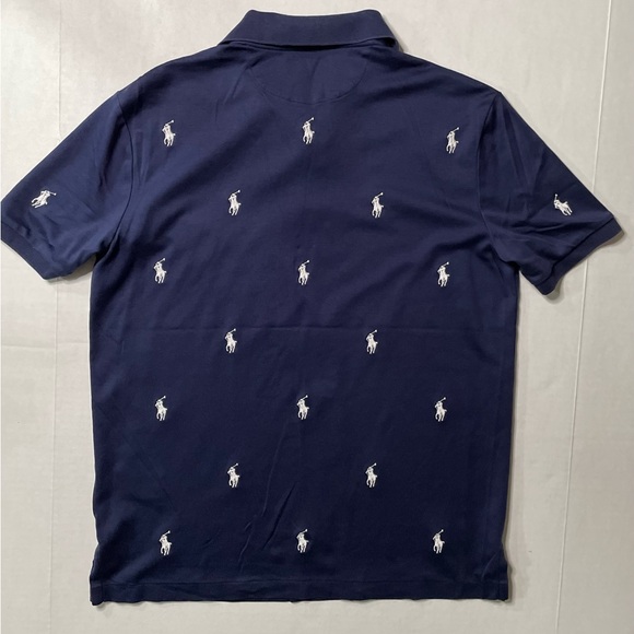 Polo Ralph Lauren All Over Pony Collared Shirt Mens Small Navy - Picture 2 of 10